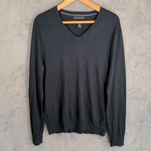 Banana Republic V-Neck Sweater Mens M Navy Blue Luxury Blend Silk Cashmere